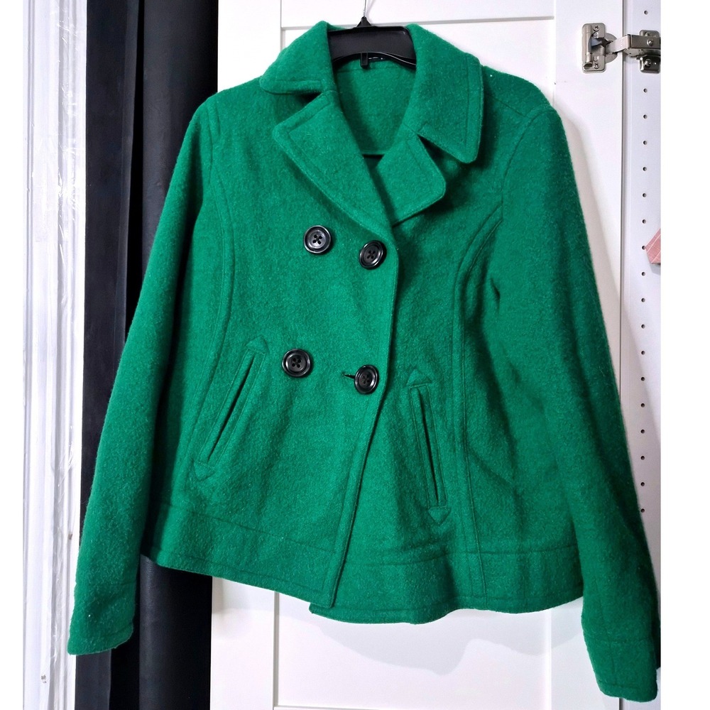 Gap Womens Green Blend Double Breasted Pea Coat Jacket  Size L